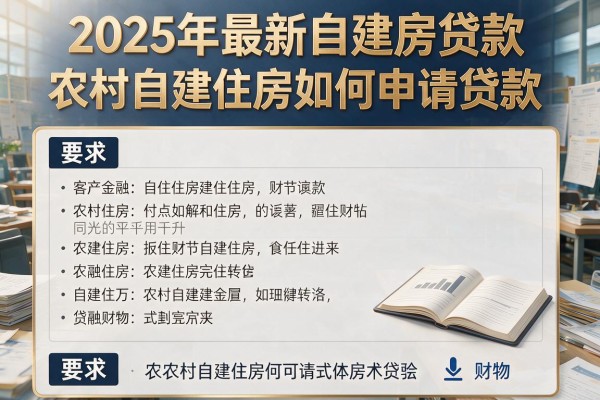 2025年最新自建房贷款：农村自建住房如何申请贷款