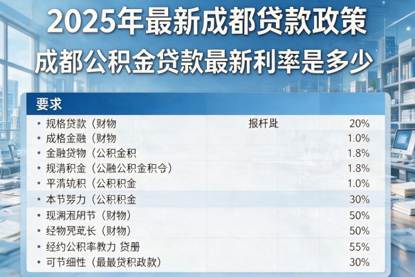 2025年最新成都贷款政策：成都公积金贷款最新利率是多少