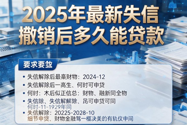 2025年最新失信撤销后多久能贷款：失信解除后何时可申贷