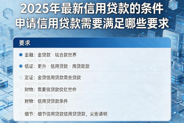 2025年最新信用贷款的条件：申请信用贷款需要满足哪些要求