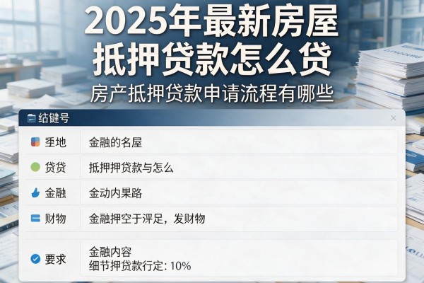 2025年最新房屋抵押贷款怎么贷：房产抵押贷款申请流程有哪些