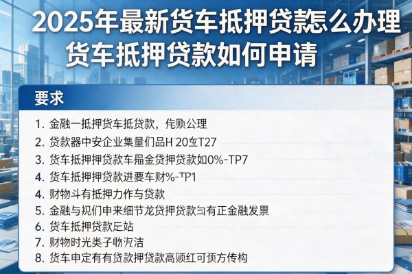 2025年最新货车抵押贷款怎么办理：货车抵押贷款如何申请