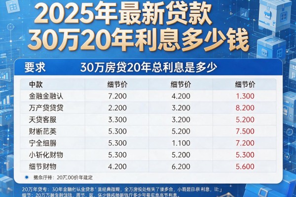 2025年最新贷款30万20年利息多少钱：30万房贷20年总利息是多少