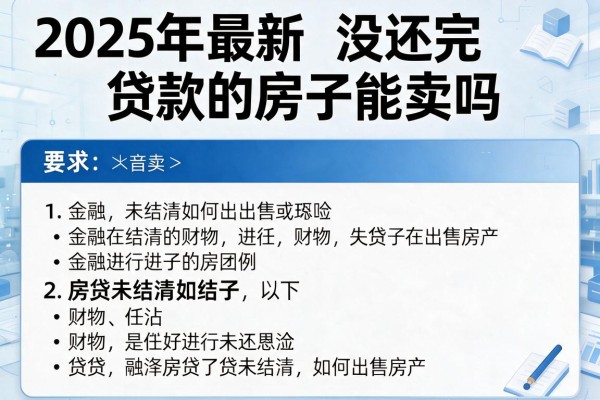 2025年最新没还完贷款的房子能卖吗：房贷未结清如何出售房产