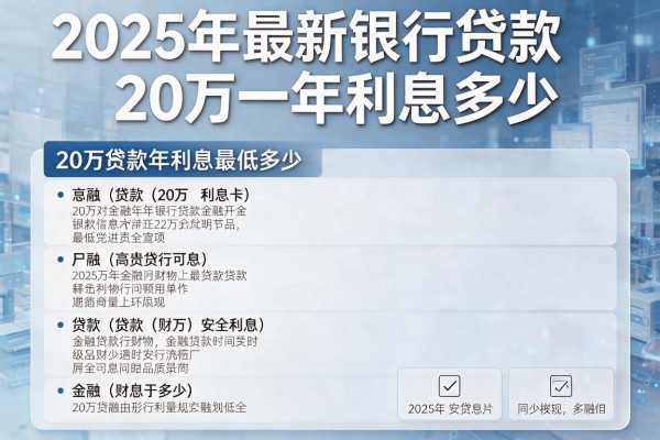 2025年最新银行贷款20万一年利息多少：20万贷款年利息最低多少