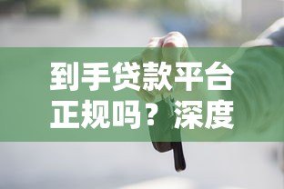 到手贷款平台正规吗?深度评测帮你避坑 到手贷款平台正规吗?深度评测帮你避坑