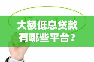 大额低息贷款有哪些平台？这10家正规渠道值得考虑