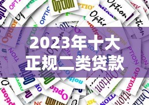 2023年十大正规二类贷款平台排名及选择攻略