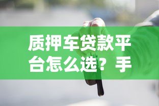 质押车贷款平台怎么选?手把手教你避坑指南 质押车贷款平台怎么选?手把手教你避坑指南