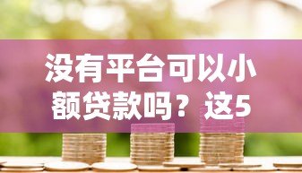 没有平台可以小额贷款吗?这5个正规渠道帮你快速解决资金需求 没有平台可以小额贷款吗?这5个正规渠道帮你快速解决资金需求