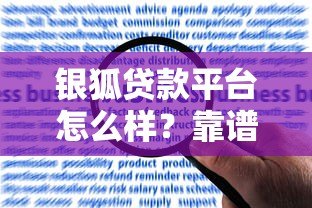 银狐贷款平台怎么样?靠谱吗?用户真实评价+申请流程全解析 银狐贷款平台怎么样?靠谱吗?用户真实评价+申请流程全解析