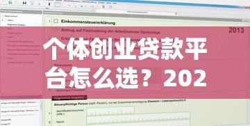 个体创业贷款平台怎么选？2023最新申请攻略与额度条件解析