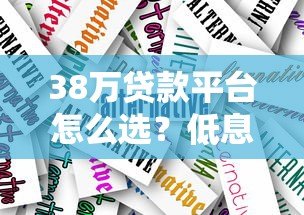 38万贷款平台怎么选？低息贷款申请攻略全解析