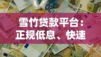 雪竹贷款平台:正规低息、快速放款,解决你的资金难题 雪竹贷款平台:正规低息、快速放款,解决你的资金难题