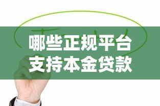 哪些正规平台支持本金贷款?这10个渠道值得关注 哪些正规平台支持本金贷款?这10个渠道值得关注