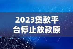 2023贷款平台停止放款原因及应对策略解析