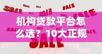 机构贷款平台怎么选？10大正规渠道及避坑指南