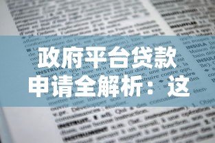 政府平台贷款申请全解析:这些审查要点必须知道 政府平台贷款申请全解析:这些审查要点必须知道