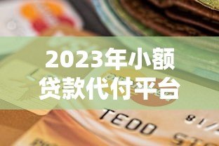 2023年小额贷款代付平台推荐：如何选择靠谱渠道？