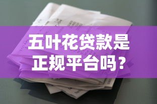 五叶花贷款是正规平台吗？用户必看的资质解析