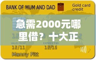 急需2000元哪里借？十大正规贷款平台推荐及避坑指南