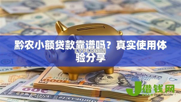 黔农小额贷款靠谱吗？真实使用体验分享
