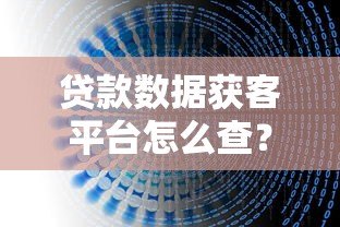 贷款数据获客平台怎么查?靠谱渠道与避坑指南 贷款数据获客平台怎么查?靠谱渠道与避坑指南