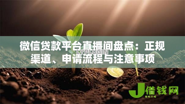 微信贷款平台直播间盘点：正规渠道、申请流程与注意事项