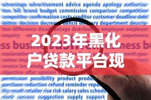 2023年黑化户贷款平台现状解析:风险、选择与应对策略 2023年黑化户贷款平台现状解析:风险、选择与应对策略
