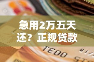 急用2万五天还？正规贷款平台选择与还款攻略