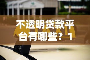 不透明贷款平台有哪些?10个识别方法与避坑指南 不透明贷款平台有哪些?10个识别方法与避坑指南