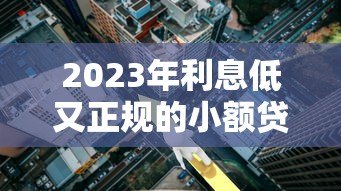 2023年利息低又正规的小额贷款平台推荐及选择技巧