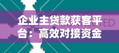 企业主贷款获客平台:高效对接资金需求的5大核心策略 企业主贷款获客平台:高效对接资金需求的5大核心策略