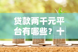 贷款两千元平台有哪些?十大正规借款渠道推荐 贷款两千元平台有哪些?十大正规借款渠道推荐