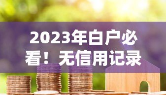 2023年白户必看!无信用记录也能申请的10大信用贷款平台 2023年白户必看!无信用记录也能申请的10大信用贷款平台