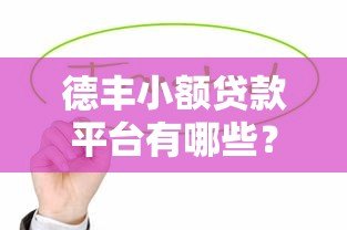 德丰小额贷款平台有哪些？这些产品值得关注