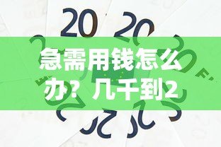 急需用钱怎么办?几千到2万的小额贷款平台推荐 急需用钱怎么办?几千到2万的小额贷款平台推荐