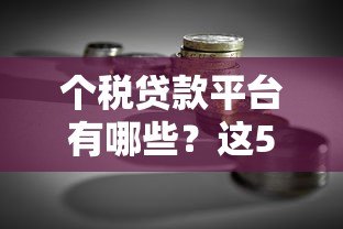 个税贷款平台有哪些？这5个正规渠道助你快速融资