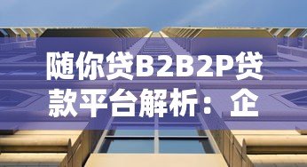 随你贷B2B2P贷款平台解析：企业贷款解决方案与个人融资新选择