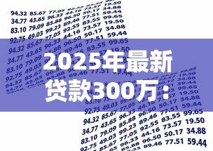 2025年最新贷款300万：如何申请三百万资金支持