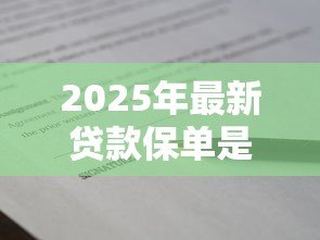 2025年最新贷款保单是什么：贷款保单有哪些作用