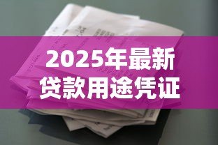 2025年最新贷款用途凭证：借款资金使用证明如何提供