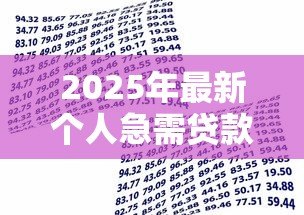 2025年最新个人急需贷款:急需资金周转如何快速申请贷款 2025年最新个人急需贷款:急需资金周转如何快速申请贷款