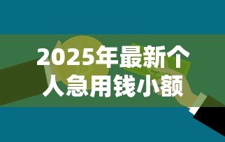 2025年最新个人急用钱小额贷款:急需小额资金周转怎么办 2025年最新个人急用钱小额贷款:急需小额资金周转怎么办