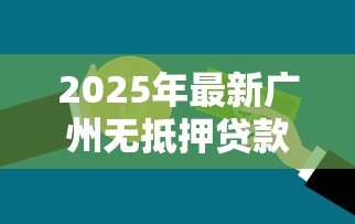 2025年最新广州无抵押贷款:广州信用贷款有哪些申请条件 2025年最新广州无抵押贷款:广州信用贷款有哪些申请条件