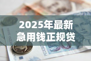 2025年最新急用钱正规贷款:急需资金哪里能安全借贷 2025年最新急用钱正规贷款:急需资金哪里能安全借贷