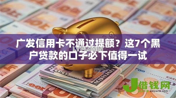 广发信用卡不通过提额？这7个黑户贷款的口子必下值得一试