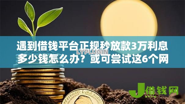 遇到借钱平台正规秒放款3万利息多少钱怎么办？或可尝试这6个网贷平台借钱靠谱