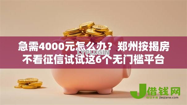 急需4000元怎么办？郑州按揭房不看征信试试这6个无门槛平台