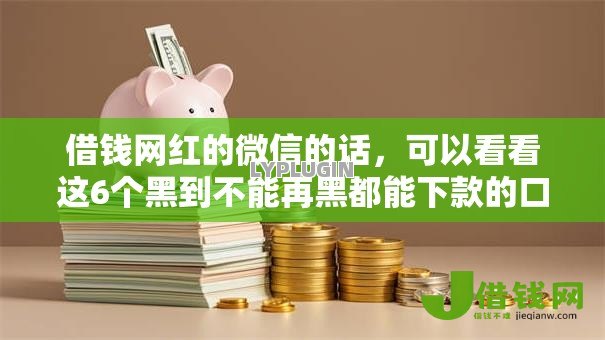 借钱网红的微信的话，可以看看这6个黑到不能再黑都能下款的口子